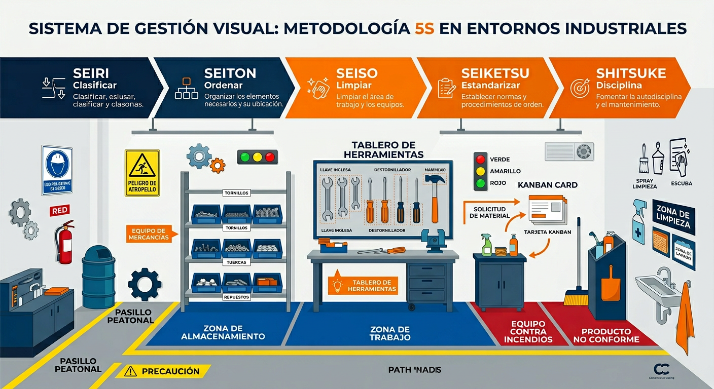Elementos visuales e indicadores 5S